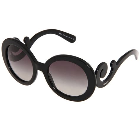 prada women's pr 27ns black minimal baroque round sunglasses